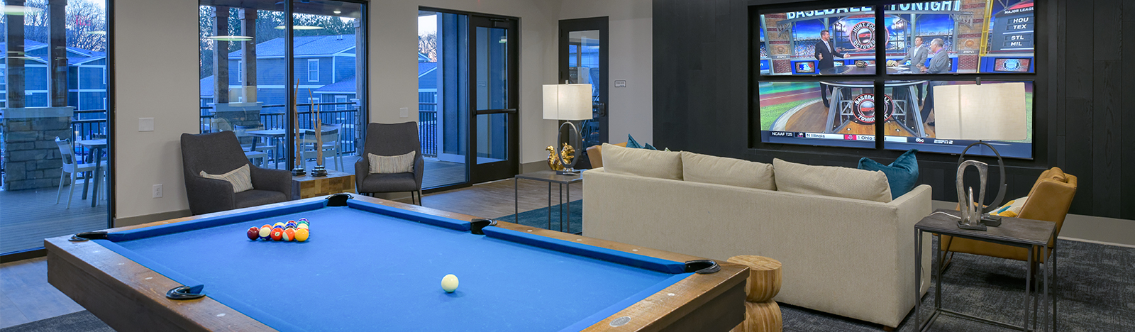 Resident lounge featuring a pool table